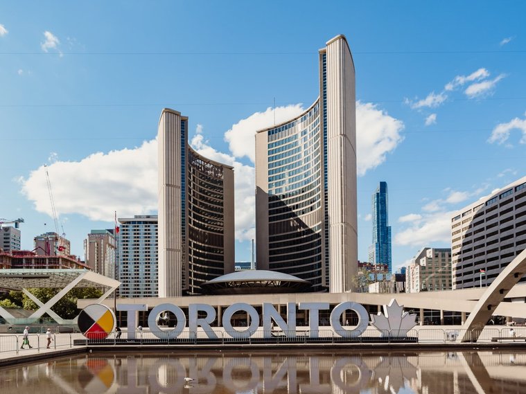 A photograph of the Toronto City hall exterior