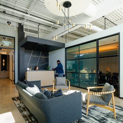 High-quality interior photography by a professional commercial photographer, showcasing a reception area
