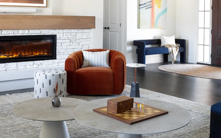 Interior Photography - Luxury residential interior showcase modern fireplace