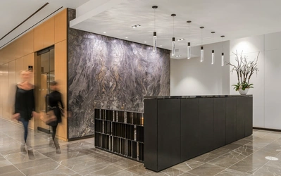 High-quality architectural photography by a professional interior photographer, showcasing workplace design.