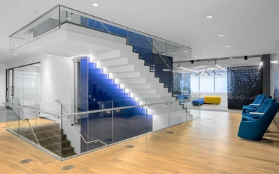 High-quality architectural photography by a professional interior photographer, showcasing workplace design.