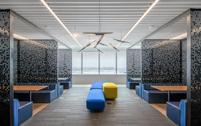 High-quality architectural photography by a professional interior photographer, showcasing workplace design.