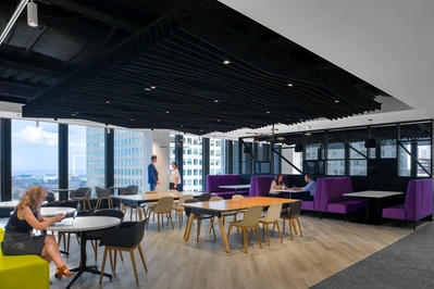 High-quality architectural photography by a professional interior photographer, showcasing workspace design.