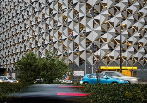 Contemporary commercial garage façade – architectural photographer Manchester