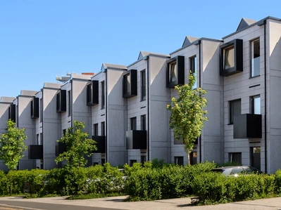 Stunning architectural photography of a housing development, captured by a professional interior design and architectural photographer.