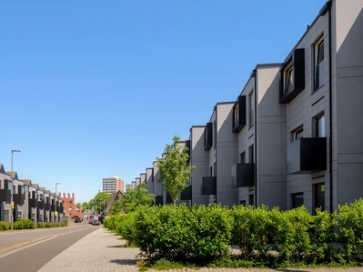 Stunning architectural photography of a housing development, captured by a professional interior design and architectural photographer.