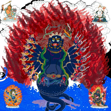 Manjushri Nagaraksha, the protector with 16 arms.