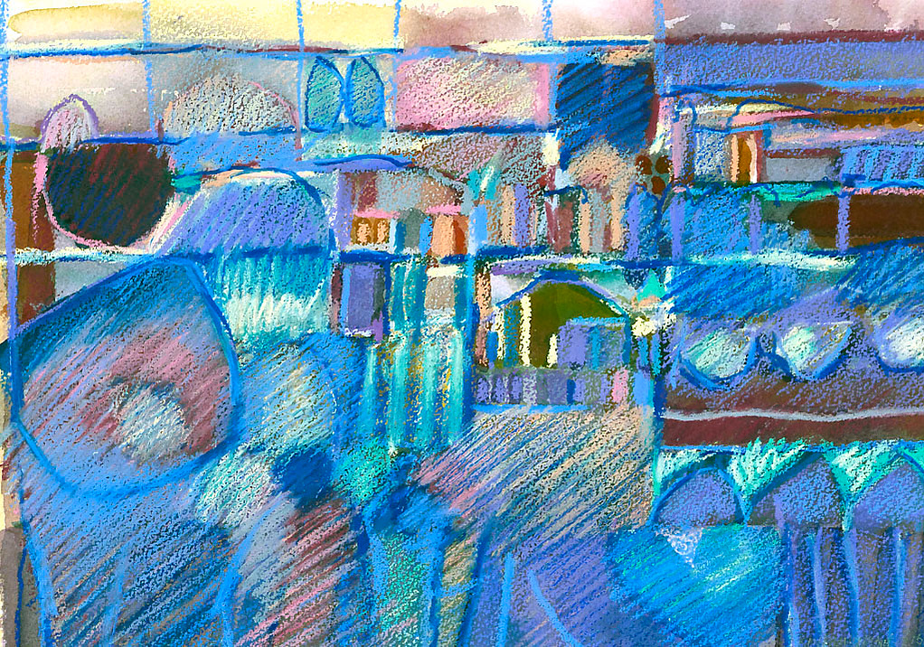 GRIDLOCK, 2015, WATERCOLOUR AND CRAYON, 38X27CM