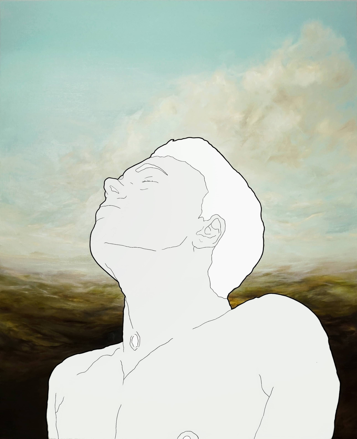 Fabio Deronzier - Tracheostomy in November, painting, oil, manipulations, landscape, portrait, scene