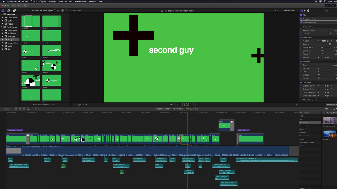 Detail of the video editing, green screen, fcp x