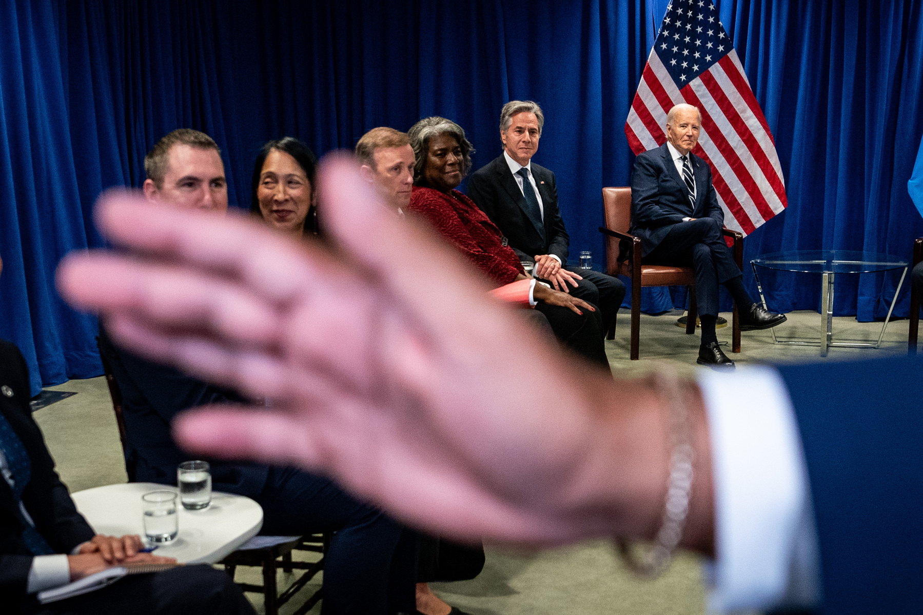 DC-Biden. Press is ushered out as President Joe Biden holds a bilateral meeting with United Nations Secretary General António Guterres in New York City, New York, on Tuesday, September 24, 2024. (Photo by Haiyun Jiang for The New York Times)