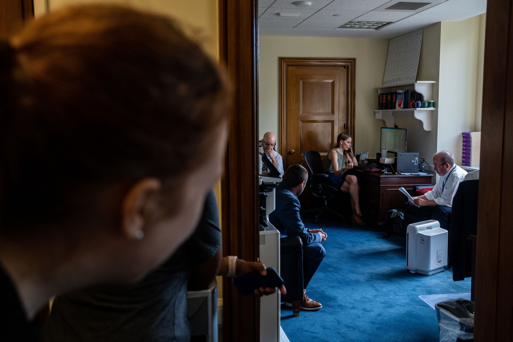DC-Hill. Senate staff prepare for the “vote a rama” of the Reconciliation bill on Saturday, August 6, 2022. (Photo by Haiyun Jiang/The New York Times)