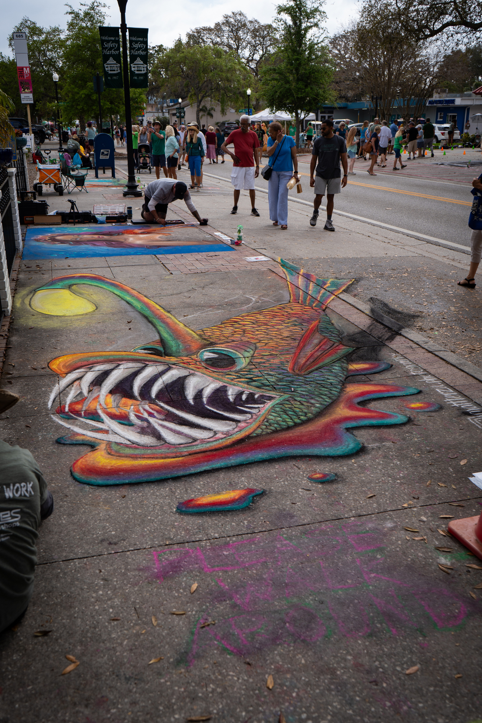 Bloom n chalk festival, Safety Harbor, Florida, annual chalk art festival
