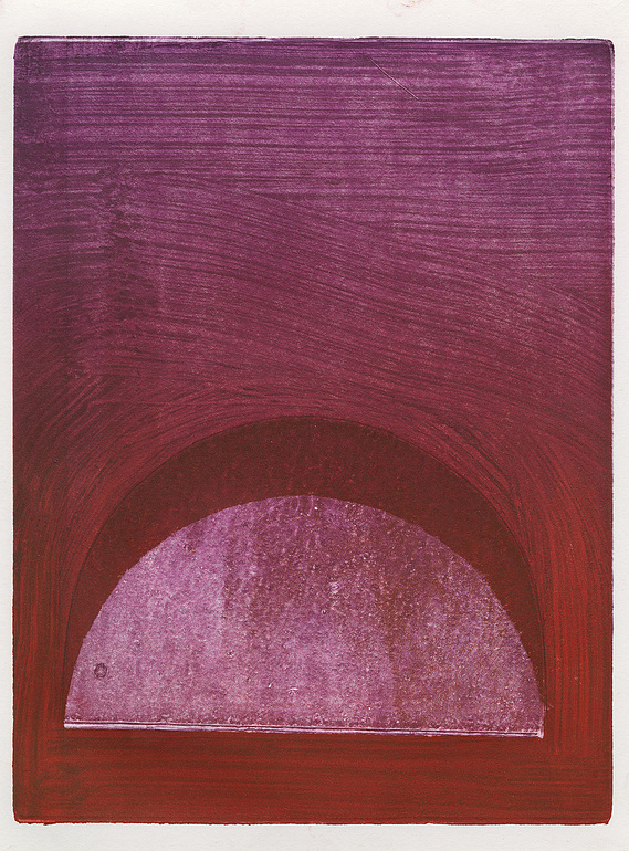 Ghost Arch 3, 2025, Monotype with oil based in on paper, 12 x 9 inches.