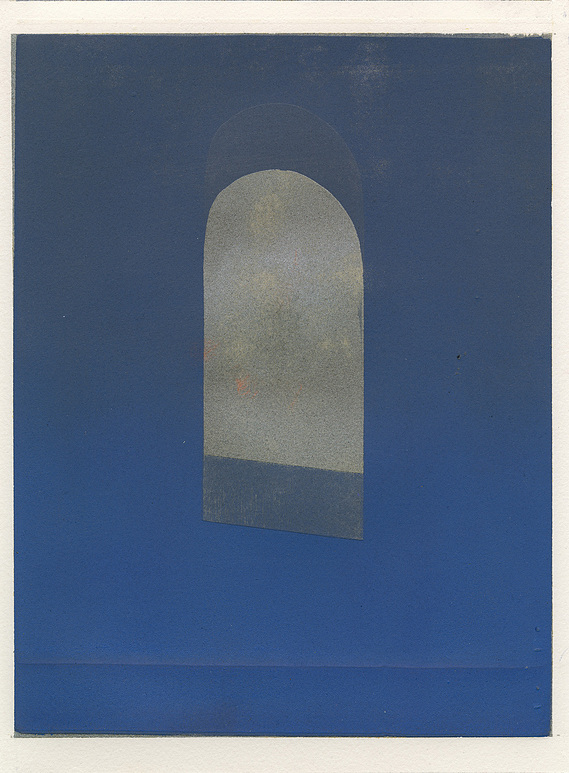 Gilded Arch 5 (Silver Grey), 2025, Monotype with oil based ink and mica powder on arches oil paper, 12 x 9 inches.