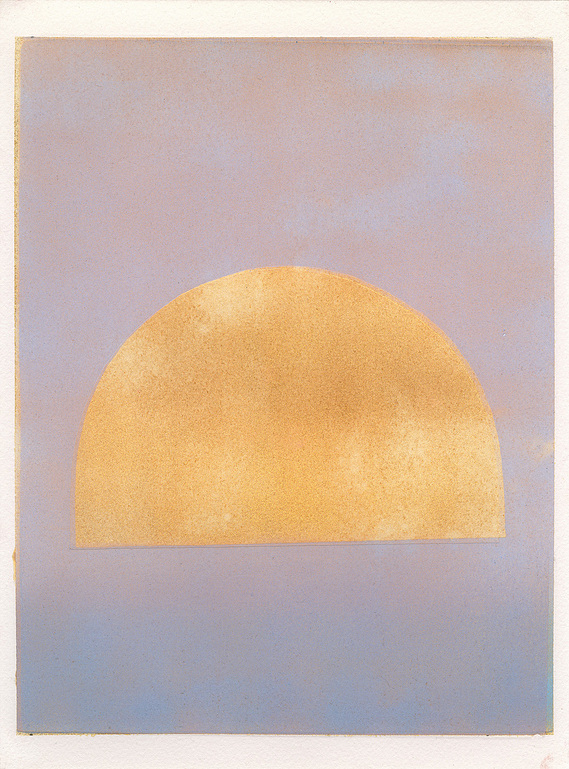  Gilded Arch 2 (Cosmic Gold), 2025, Monotype with oil based ink and mica powder on arches oil paper, 12 x 9 inches.