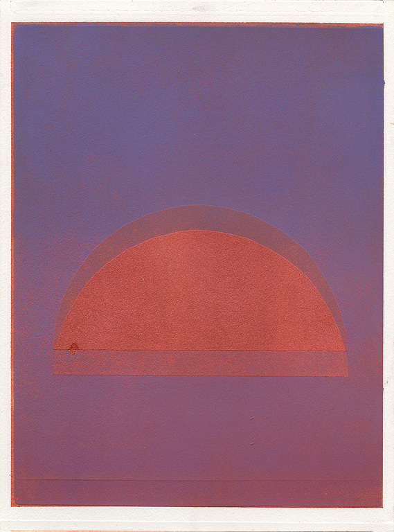 Gilded Arch 4 (Iriodin Red), 2025, Monotype with oil based ink and mica powder on arches oil paper,12 x 9 inches.