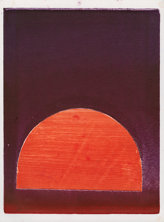 Ghost Arch 4, 2025, Monotype with oil based in on paper, 12 x 9 inches.