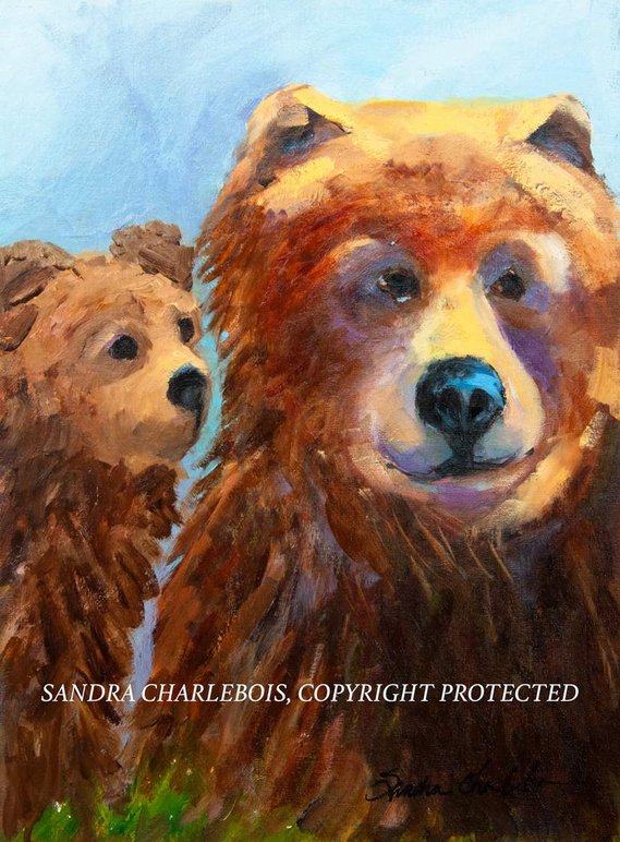 Mama bear and cub portrait.