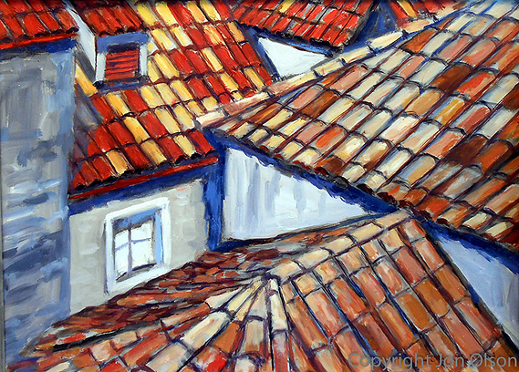 Roof tops.