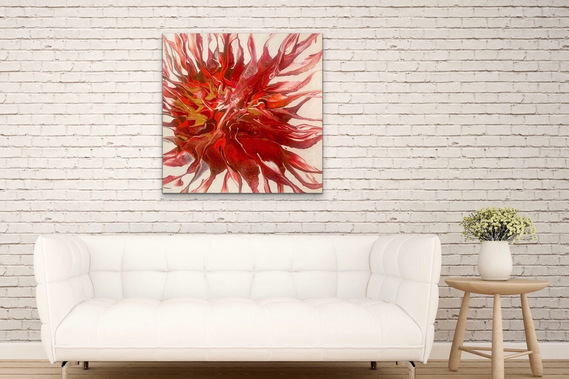 Red flower abstract painting.