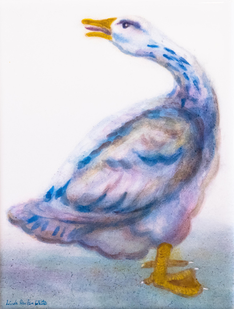 Duck on tile impressionistic.