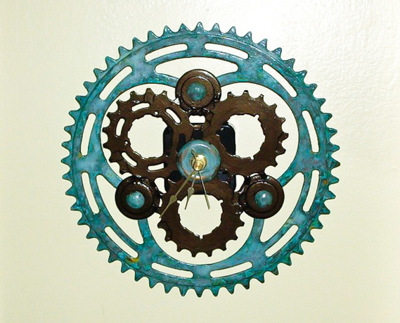 metal wall clock aqua