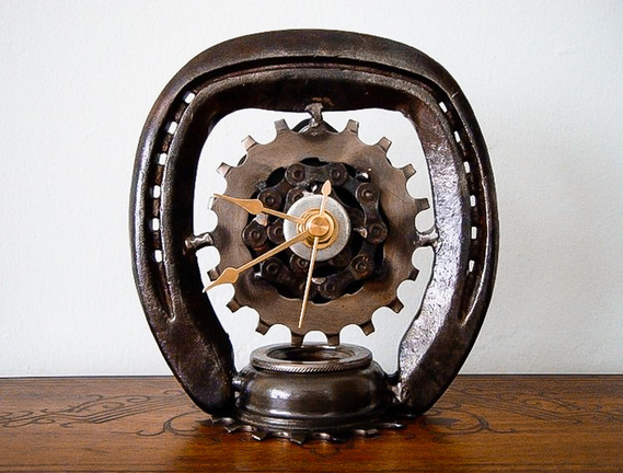 metal standing clock copper