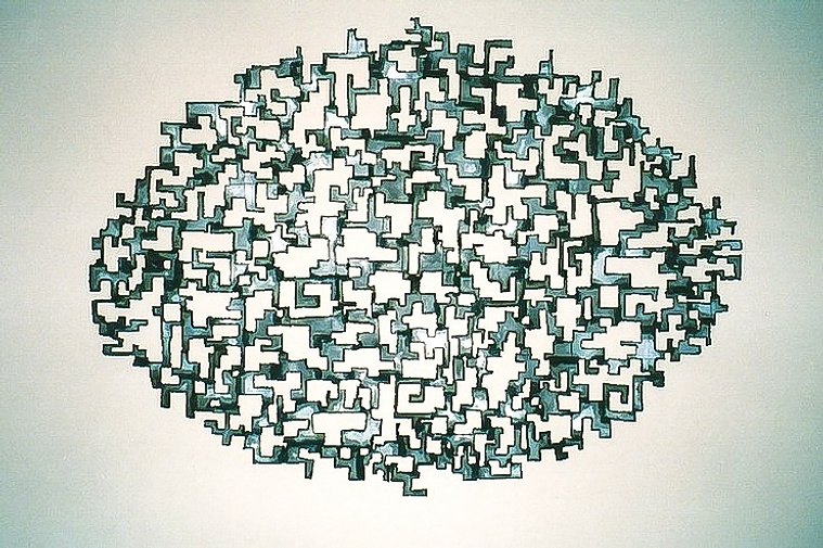 metal mural aqua