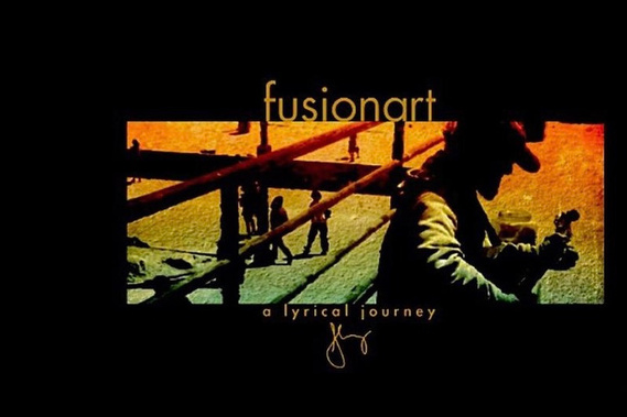 Fusion Art logo  with guitar player.