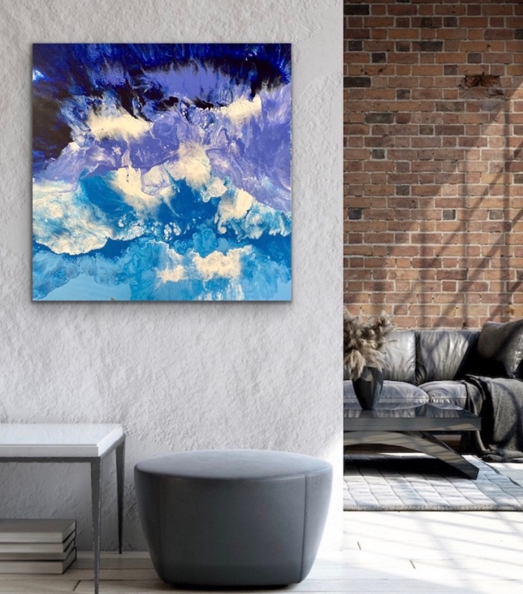 Blue and purple abstract painting.