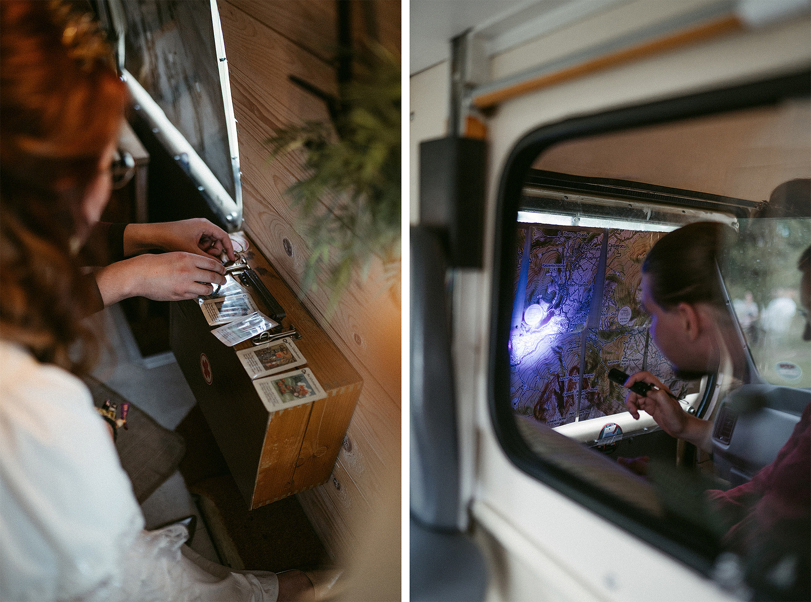 Das Brautpaar versucht bei einem mobilen Escape Game aus einem Campingbus zu entkommen. 