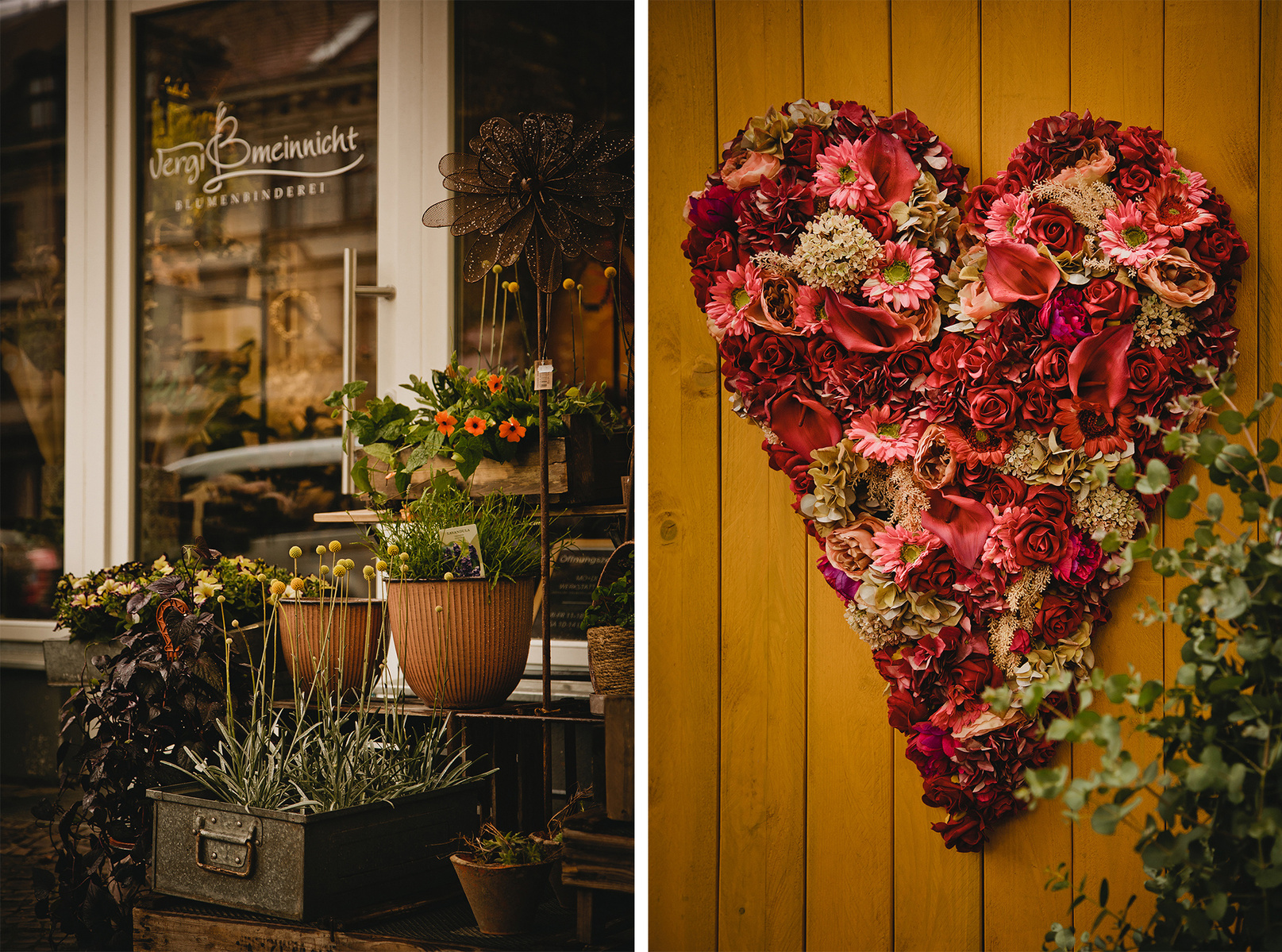 Collage von liebevollen Details eines Blumenladens in Berlin, die bei einem Businesshooting verewigt wurden.