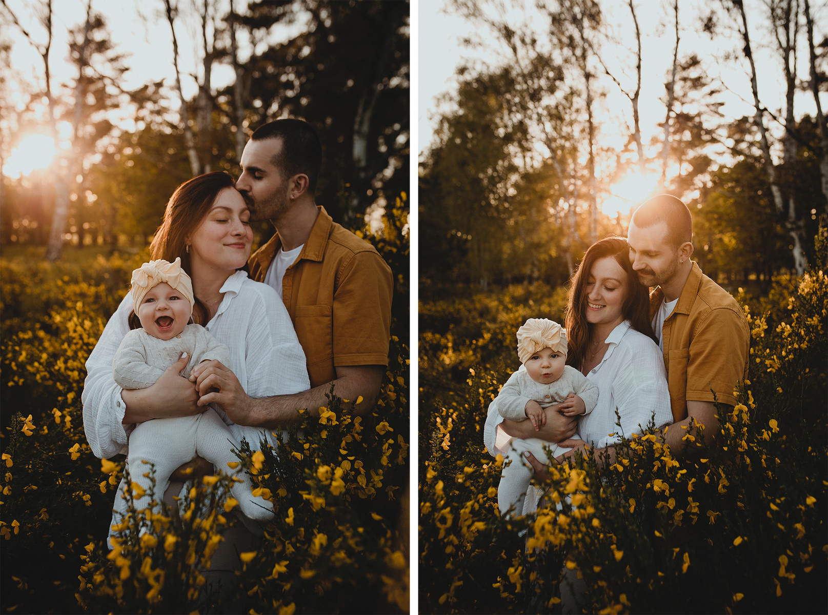 Bei einem natürlichen Familienshooting in Brandenburg lacht die kleine Tochter quietschvergnügt in die Kamera der Fotografin. 