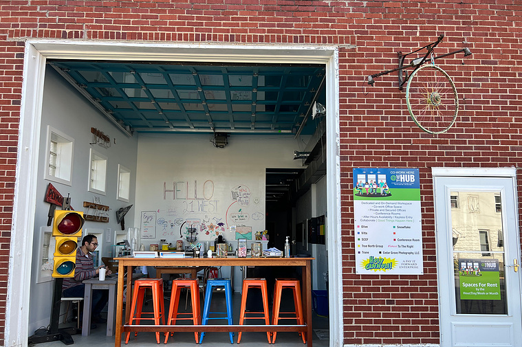 Co-work and office space desks for rent At The Hub, LLC.  Conference Room rental by the hour also available.  Text: 540-550-4086 for more information or thehubwinchester@gmail.com