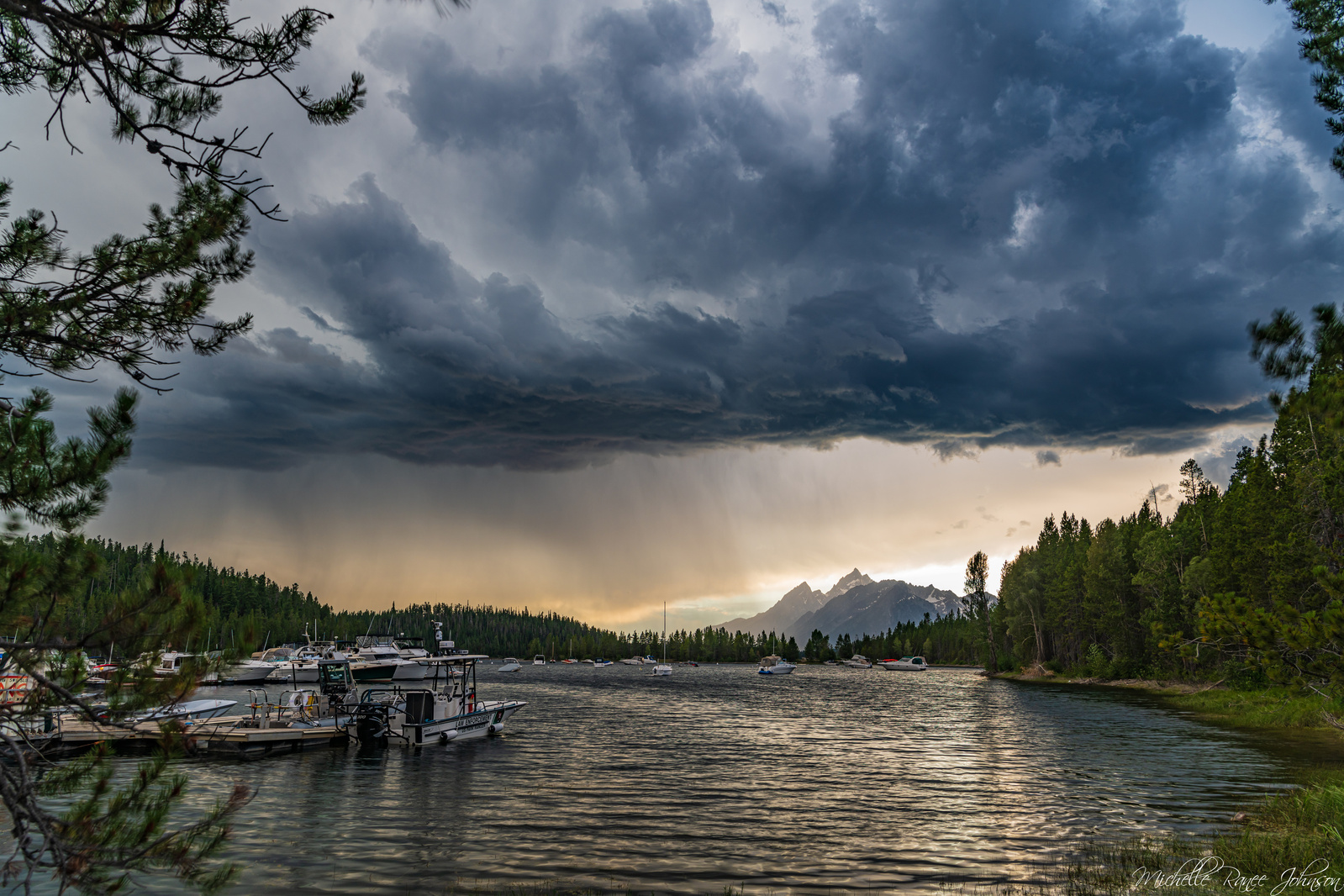 Thunderstorm over the boats at a marina at Grand Teton National Park, Wyoming. Fine Art image.