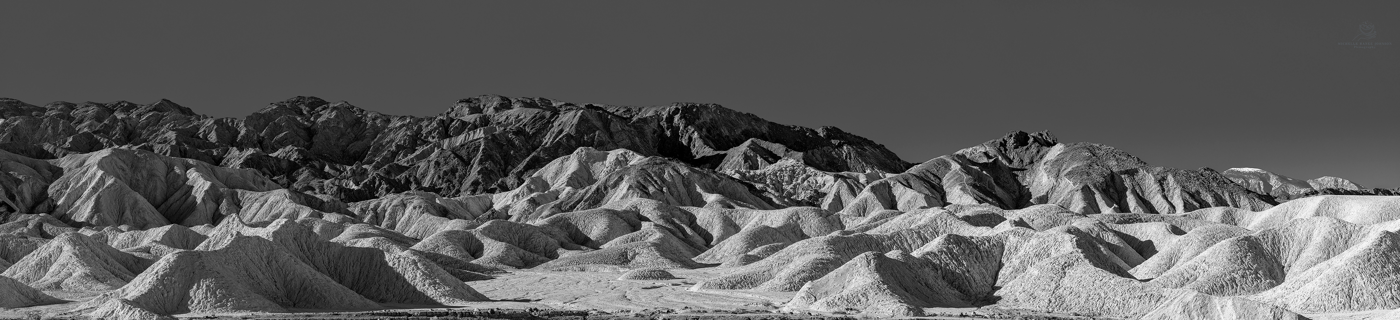 Black and White Fine-art panorama of Death Valley National Park, CA. Timbisha Shoshone & Newe Sogobia Ancestral Homeland. 