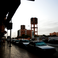 Water tower in Laayoune, Western Sahara. Photograph by travel writer and photographer Aidan McMahon.