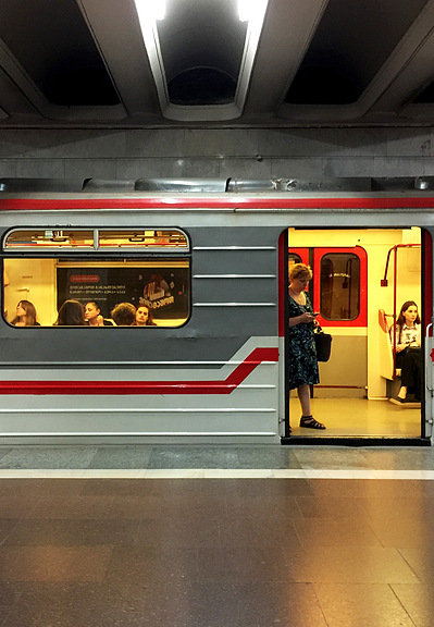 Train in the metro system of Tbilisi, Georgia. Photograph by travel writer and photographer Aidan McMahon.
