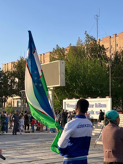 Military celebration in Uzbekistan's desert mining city Zarafshan. Photograph by Aidan McMahon.
