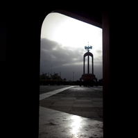 Monuments on main square in Laayoune, Western Sahara. Photograph by travel writer and photographer Aidan McMahon.