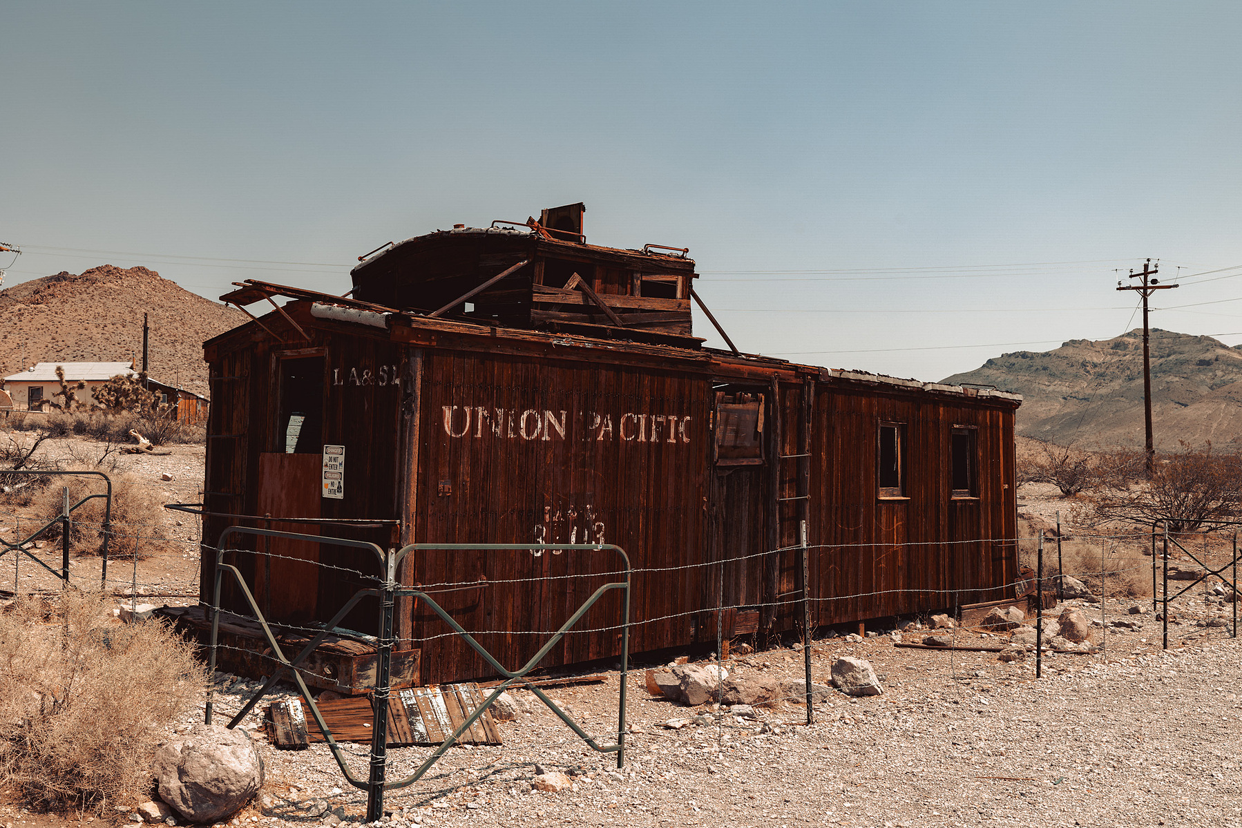 Ghost town. death valley. Old railcar