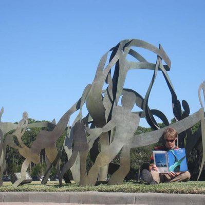 Sculptor and Art Collector John Raimondi's monumental sculpture "Journeys."