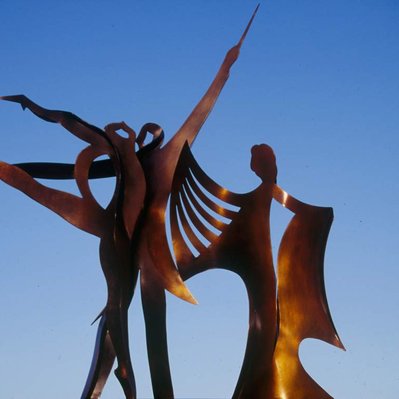Sculptor and Art Collector John Raimondi's monumental sculpture "Bravo."