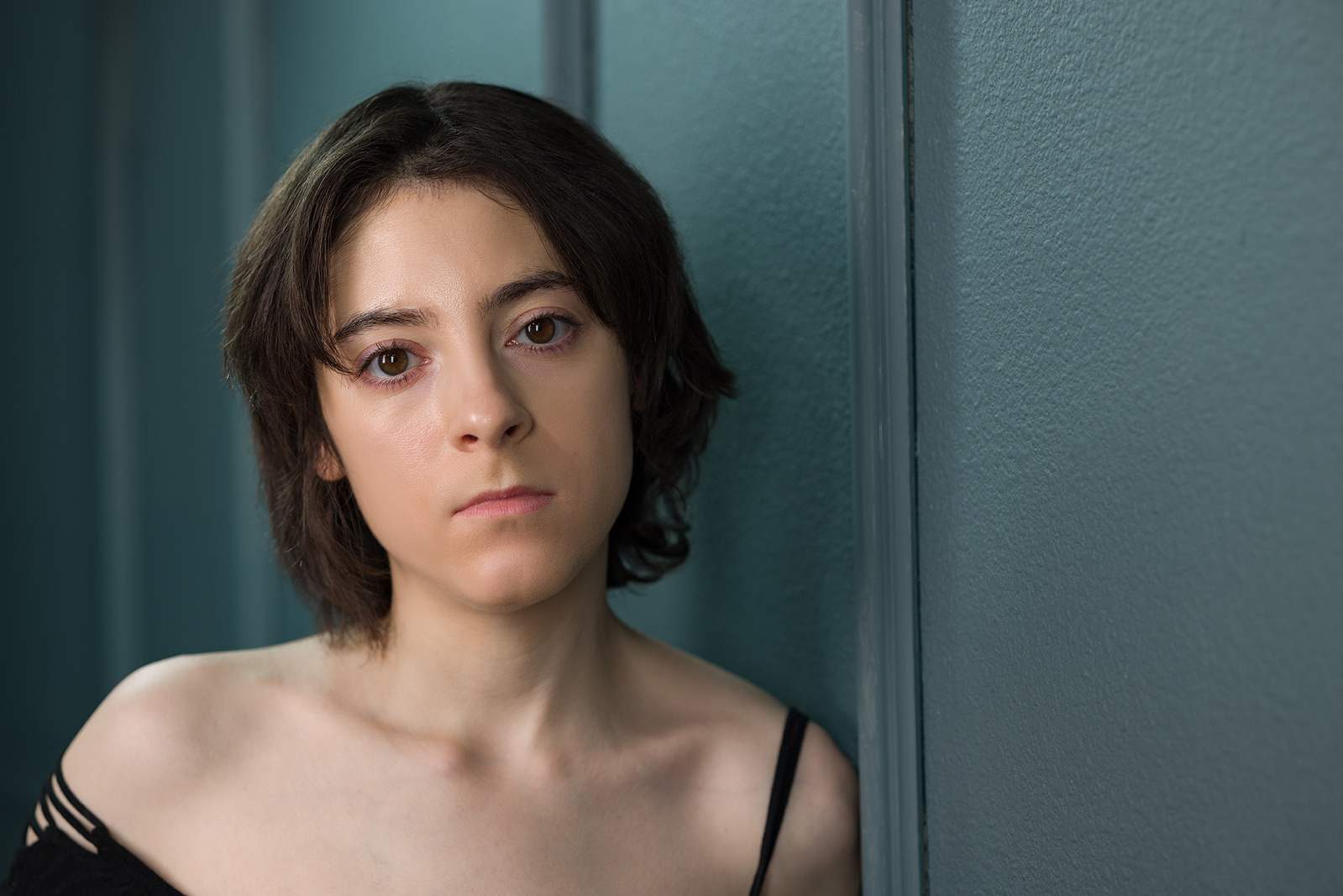 An in studio actress headshot of creature and motion capture performer Sam Rodes.