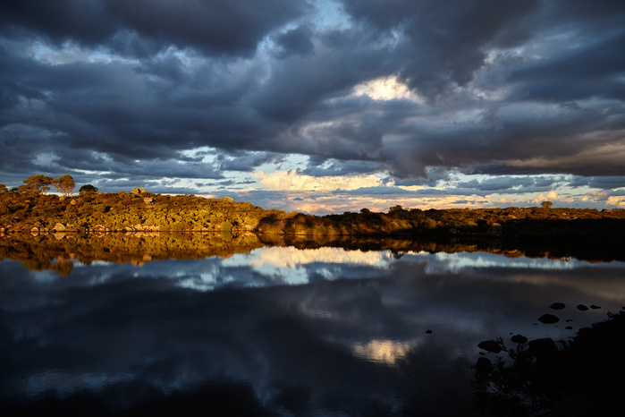 Spectacular evening at Christies Creek, on Tasmania's Central Plateau.