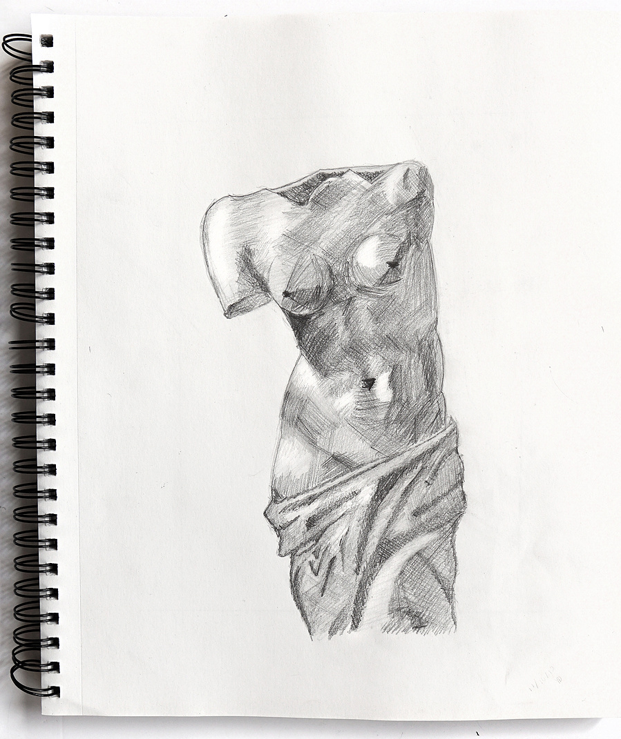 This is a pencil drawing artwork called ‘Woman Figure’. In this work, I focus on lights and shadows by drawing with line techniques. 
