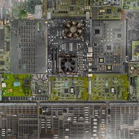 Photographic artwork titled "MegaCity" from the series: Convergence by artist Christopher Schmitt.