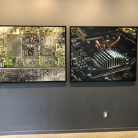 Gallery view of two of Ottawa artist Christopher Schmitt's photographic artworks from the series, Convergence, as part of group Exhibition 16 at SPAO.