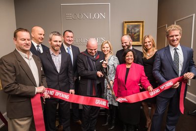 photo of a ribbon cutting event for a real estate firm by los angeles event photographer alissa pagels-minor